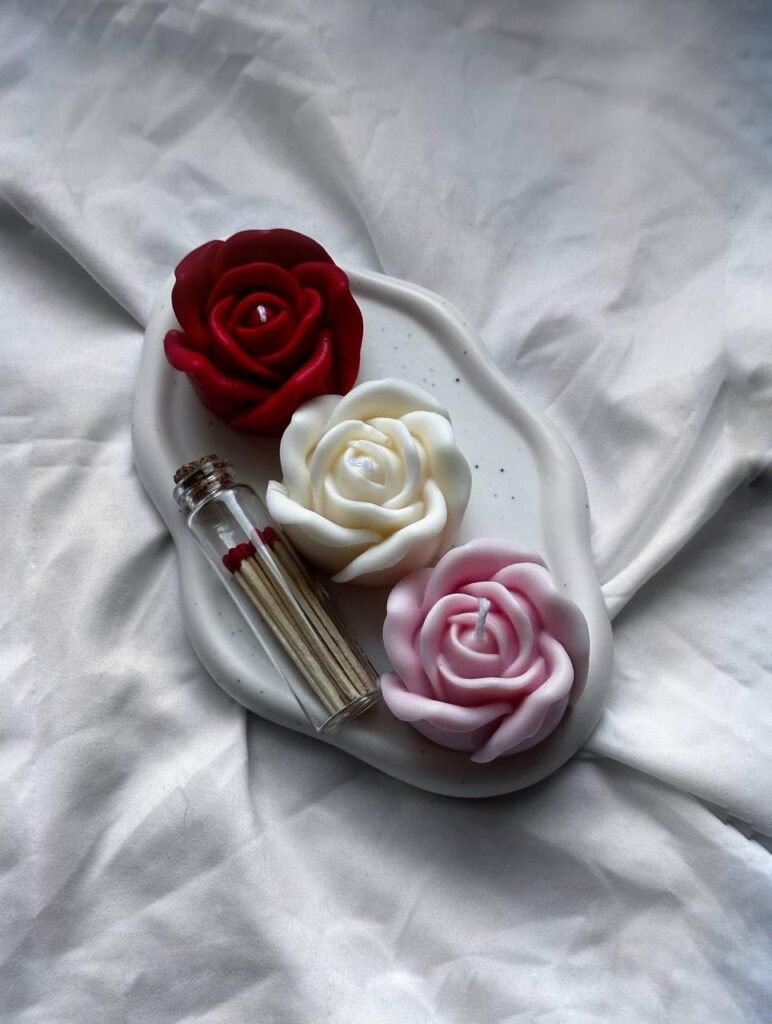 Vela artesanal de soja rosa
